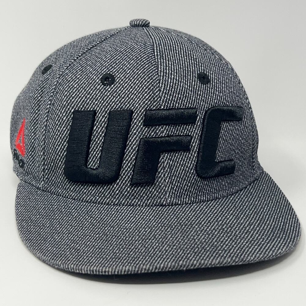 UFC Hat Baseball Cap MMA Mixed Martial Arts Reebok Gray 6 Panel Flex Fitted L-XL